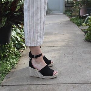 Black espadrille wedge